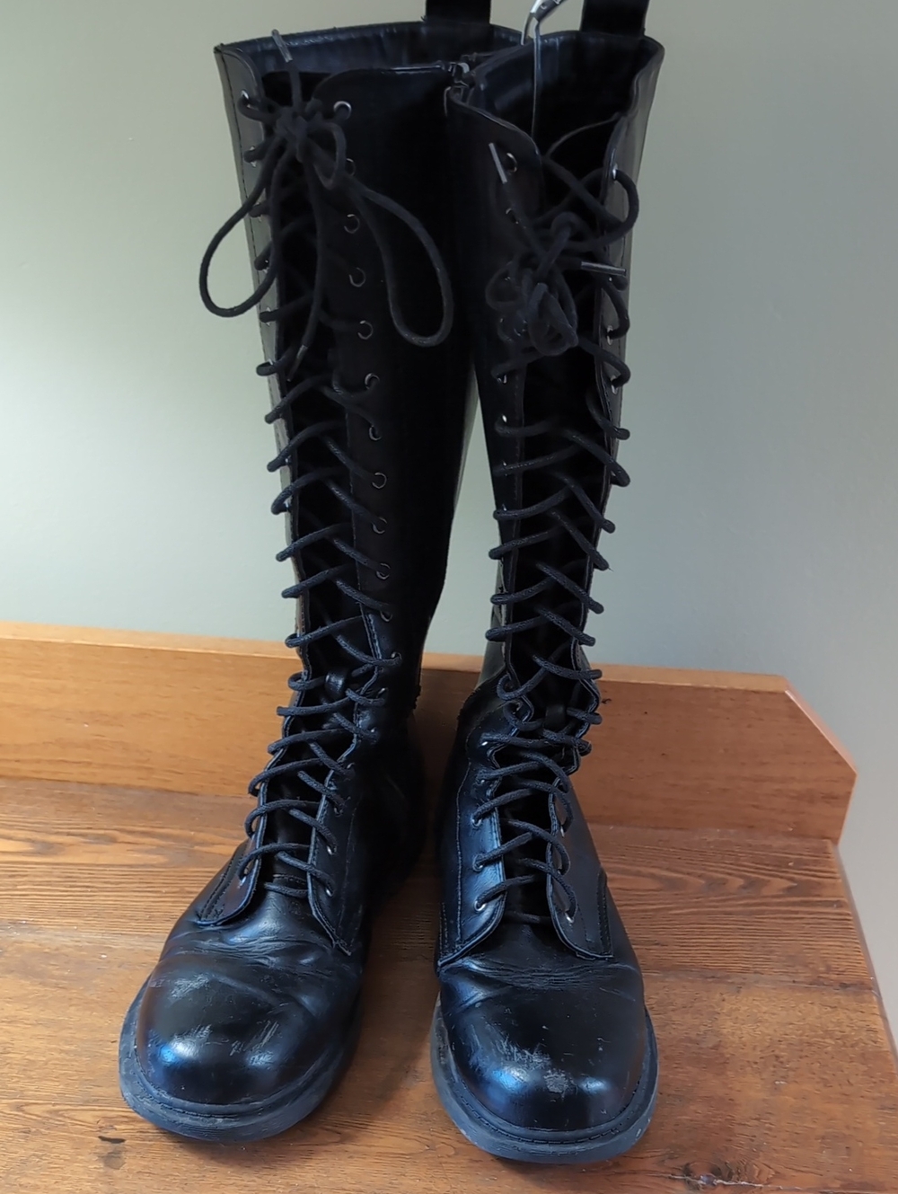 Women's Black Lace-Up Knee-High Boots